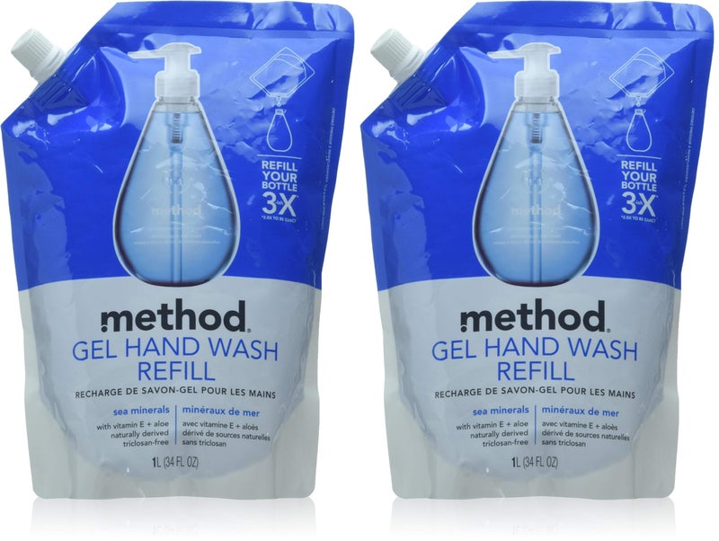 Method Gel Hand Wash Refill, 34oz, Sea Minerals Scent, Plastic Pouch - Image 1